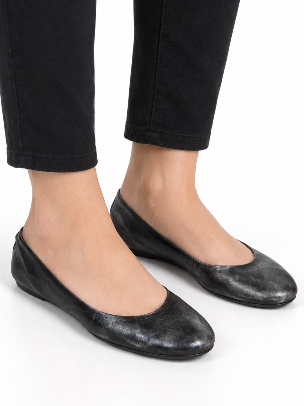Fs/Ny Vintage Italian Silver Metallic Leather Ballet Flats Women’s Size 9.5